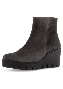 Stiefelette Gabor, Damen, Gr. 42, grau, Veloursleder, unifarben, Schuhe Stiefelette, Keilabsatz, Ankleboots, Komfortschuh mit seitlicher Ziernaht