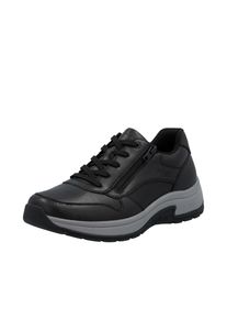 Sneaker Rieker, Damen, Gr. 45, schwarz, Glattleder, unifarben, Schuhe Sneaker, Schn&uuml;rschuh, Halbschuh, Freizeitschuh mit gepolstertem Schaftrand