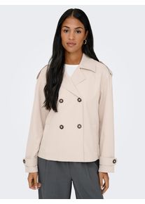 Kurzjacke Only "ONLHANNAH SHORT LIFE TRENCHCOAT OTW", Damen, Gr. M, humus, Web, Obermaterial: 100% Polyester, unifarben, h&uuml;ftlang, V-Ausschnitt, Jacken Kurzjacke, Trenchcoat Style