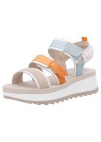 Plateausandale RIEKER SPORT "Adelaide", Damen, Gr. 41, bunt (multicolor), Leder, Textil, Schuhe Plateausandale, Sommerschuh, Outdoorsandale, Sandalette mit Klettverschl&uuml;sse
