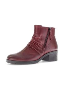 Stiefelette Gabor "TUNIS", Damen, Gr. 37,5, rot (dunkelrot), Glattleder, unifarben, Schuhe Stiefelette, Blockabsatz, Ankleboots, Zierrei&szlig;verschluss au&szlig;en, Weite G (=weit)