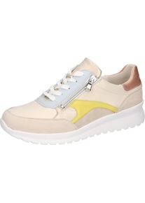 Waldl&auml;ufer Sneaker WALDL&Auml;UFER "K-SUNNY", Damen, Gr. 5,5 (38,5), creme, pastellfarben, Nappaleder, Nubukleder, Veloursleder, mehrfarbig, Schuhe Sneaker, Bequemschuh, Halbschuh mit seitlichem Rei&szlig;verschluss, K-Weite
