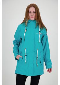 Regenjacke DEPROC Active "Friesennerz ELLESMERE II CLASSIC", Damen, Gr. 36 (S), blau (t&uuml;rkis), 100% Polyester, figurumspielend, gerader Abschluss mit Druckknopf, Jacken Regenjacke, auch in Gro&szlig;en Gr&ouml;&szlig;en erh&auml;ltlich