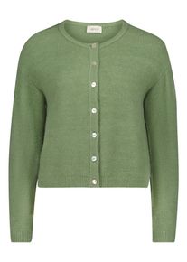 Cardigan Cartoon "Strick-Cardigan mit Rundhalsausschnitt", Damen, Gr. 34, gr&uuml;n (basil), Obermaterial: 60% Polyacryl PAN. 31% Polyester Pol. recyc.. 6% Wolle WO. 3% Elasthan EL., Strickjacken Cardigan