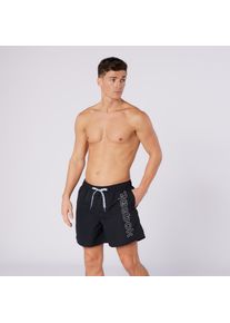 Badeshorts Reebok "Abbott", Herren, Gr. S, N-Gr, schwarz, Microfaser, Obermaterial: 100% Polyester, Badehosen Badeshorts, mit Tunnelzug und seitlichen Taschen