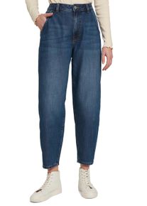 Mom-Jeans Tom Tailor Denim, Damen, Gr. XS (34), N-Gr, blau (used mid stone), Denim/Jeans, Obermaterial: 59% Lyocell, 39% Polyester, 2% Elasthan, unifarben, loose fit lang, Jeans Mom-Jeans, mit Stretchanteil