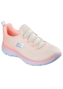 Slip-On Sneaker Skechers "SUMMITS", Damen, Gr. 36, lachsfarben, apricot, Mesh, Textil, kontrastfarbene Details, Schuhe Slip-On Sneaker, Trainingsschuh, Sneaker, Slipper, Halbschuh mit Bungee-Verschluss
