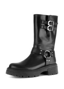Stiefel Gabor, Damen, Gr. 38,5, Varioschaft, schwarz, Kalbsleder, unifarben, Schuhe Stiefel, Blockabsatz, Kurzstiefel, Boots mit Nieten und Zierriegel