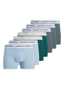 Jack & Jones Trunk JACK & JONES "JACDEAN SOLID TRUNKS 7 PACK", Damen, Gr. XL, 7 Stk., stormy weather pack:2x stormy weather, 2x atlantic deep, 2x chambray blau, Jersey, Obermaterial: 95% Baumwolle, 5% Elasthan, unifarben mit Farbeinsatz, Unterhosen Trunk
