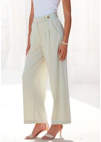 Palazzohose Lascana, Damen, Gr. 46, N-Gr, gr&uuml;n (schilfgr&uuml;n), Stoff, Obermaterial: 64% Polyester, 32% Viskose, 4% Elasthan, unifarben, figurumspielend lang, Hosen Palazzohose, im Business-Look, elegante Anzughose mit Taschen, Topseller