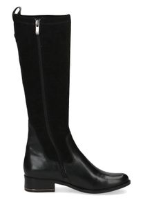 Stiefel Caprice, Damen, Gr. 37, XS-Schaft, schwarz, Leder, Textil, Schuhe Stiefel, Blockabsatz, Langschaftstiefel, Businessstiefel, bequeme Weite