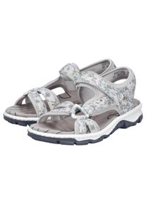 Riemchensandale Rieker, Damen, Gr. 42, hellgrau multicolor, Lederimitat, Textil, mehrfarbig, Schuhe Riemchensandale, Sommerschuh, Sandalette, Outdoorschuh in Trekking-Optik