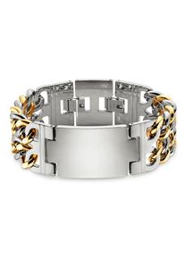 Edelstahlarmband Bruno Banani "Schmuck Geschenk breites Armband mit Platte", gelbgoldfarben, edelstahlfarben, Armb&auml;nder, Damen, 21cm, Edelstahl, Edelstahlarmband