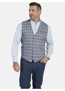 Funktionsweste CHARLES COLBY "Weste DUKE NIVEN", Herren, Gr. 72, grau (blau kariert), Obermaterial: 60% Baumwolle CO. 40% Leinen LI., comfort fit normal, Westen Funktionsweste, im modischen Glencheck-Muster