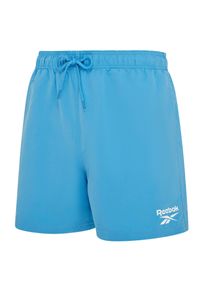Badeshorts Reebok "Yale", Herren, Gr. M, N-Gr, blau (essential blau), Microfaser, Polyester, clean, unifarben, Badehosen Badeshorts, mit Kordelzug und elastischem Bund, mit Logo, basic