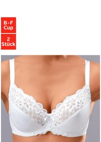B&uuml;gel-BH Petite Fleur, Damen, Gr. 105, Cup F, wei&szlig; (2xwei&szlig;), Spitze, Obermaterial: 90% Polyamid, 10% Elasthan, BHs B&uuml;gel-BH, mit elastischer Spitze, Dessous