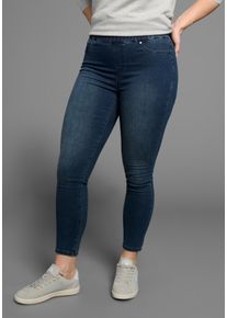 Skinny-fit-Jeans Arizona "Ultra Stretch - Curve Collection", Damen, Gr. 46, N-Gr, blau (dk blau used), Denim/Jeans, Obermaterial: 66% Baumwolle, 30% Polyester, 4% Elasthan, Basic, skinny fit kn&ouml;chellang, Jeans Skinny-fit-Jeans, High Waist