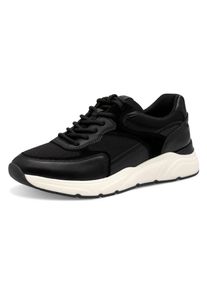 Plateausneaker Tamaris, Damen, Gr. 37, schwarz, Leder, Lederimitat, Textil, unifarben, Schuhe Plateausneaker, Freizeitschuh, Halbschuh, Schn&uuml;rschuh mit gepolstertem Schaftrand