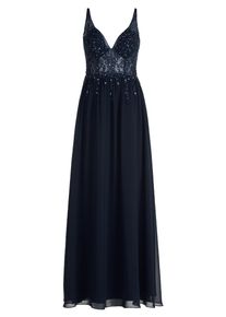 Abendkleid Vera Mont "Abendkleid mit Stickerei", Damen, Gr. 40, EURO, blau (night sky), 100% Polyester PES., Kleider Abendkleid