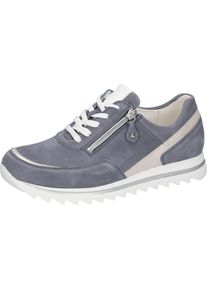 Waldl&auml;ufer Sneaker WALDL&Auml;UFER "HAIBA", Damen, Gr. 9 (43), jeansblau, beige, Nappaleder, Nubukleder, Veloursleder, unifarben mit Farbeinsatz, Schuhe Sneaker, Schn&uuml;rschuh, Halbschuh in Komfortweite H (= sehr weit)