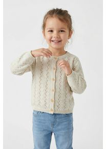 Strickjacke name it "NMFBANNI f&uuml;r M&auml;dchen mit Ajour-Strick und Rippb&uuml;ndchen", M&auml;dchen, Gr. 62, beige (peyote melange), Feinstrick, Obermaterial: 100% Baumwolle, unifarben, normal normal, Rundhals, Rippstrickb&uuml;ndchen, Strickjacken Strickjacke, unifarben, casual, regular fit, Baumwolle, Rundhals