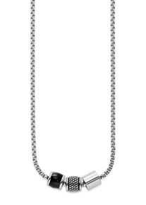 Kette mit Anh&auml;nger Bruno Banani "Schmuck Geschenk Edelstahlkette mit runden Elementen", edelstahlfarben, schwarz, Halsketten, Damen, Edelstahl, L: 53 B: 2,3mm, Kette mit Anh&auml;nger, B:2,3mm