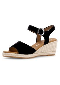 Keilsandalette Gabor "ATHEN", Damen, Gr. 41, schwarz, Ziegenveloursleder, unifarben, Schuhe Keilsandalette, Sommerschuh, Riemchensandale, mit Klettverschluss, G-Weite