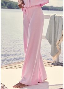 Loungehose ELBSAND, Damen, Gr. 44/46, N-Gr, rosa, Feinstrick, Obermaterial: 55% Baumwolle, 45% Nylon, unifarben, bequem lang, Hosen Loungehose, aus hochwertigem Feinstrick, Loungewear, Topseller