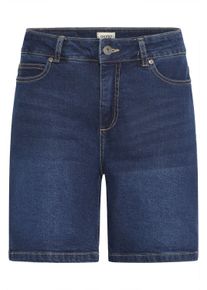 Jeansshorts oxmo "Shorts OXMira", Damen, Gr. 36, NormaleArm, blau (dunkelblau denim), Obermaterial: 99% Baumwolle CO. 1% Elasthan EL., Jeans Jeansshorts