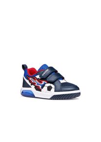 Sneaker Geox "J INEK BOY", Jungen, Gr. 33, navy, rot, Lederimitat, Textil, Schuhe Sneaker, Klettschuh mit Blinkfunktion, Gr&ouml;&szlig;enschablone zum Download