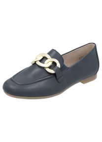Loafer Remonte, Damen, Gr. 36, blau (dunkelblau), Leder, unifarben, Schuhe Loafer, Blockabsatz, Slipper, Businessschuh mit herausnehmbarer Einlage