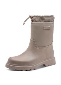 Gummistiefel Tamaris, Damen, Gr. 39, taupe, Synthetik, Textil, unifarben, Schuhe Gummistiefel, Blockabsatz, Boots mit Textileinsatz am Schaftrand
