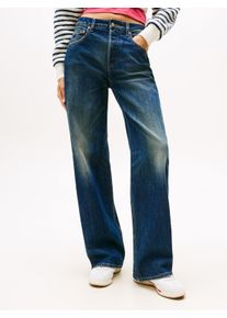 Straight-Jeans Tommy Jeans "MIA MR RLXD STR CBF DI2153", Damen, Gr. 28, L&auml;nge 32, blau (denim schwarz), Denim/Jeans, Obermaterial: 99% Baumwolle, 1% Elasthan, unifarben, relaxed fit, Jeans Straight-Jeans