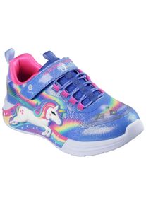 Sneaker Skechers "UNICORN CHASER", M&auml;dchen, Gr. 32, bunt (blau, multifarben), Textil, kontrastfarbene Details, Schuhe Sneaker, Blinkschuh mit Einhorn, Gr&ouml;&szlig;enschablone zum Download