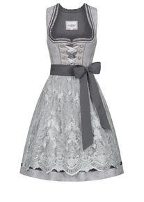 N&uuml;bler Dirndl N&Uuml;BLER "Dirndl mini Gerti", Damen, Gr. 38, EURO, silber, Obermaterial: 100% Polyester PES., Kleider Dirndl