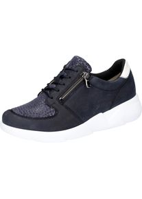 Waldl&auml;ufer Sneaker WALDL&Auml;UFER "H-FUNKY", Damen, Gr. 7 (40,5), blau (dunkelblau, wei&szlig;), Glattleder, Nubukleder, Textil, unifarben mit Farbeinsatz, Schuhe Sneaker, Schn&uuml;rschuh, Keilsneaker, Halbschuh in Komfortweite H (= sehr weit)