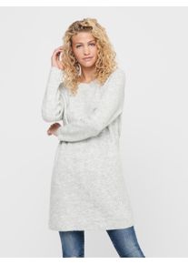 Strickkleid Only "ONLCAROL", Damen, Gr. XL, N-Gr, grau (light grau melange), Strick, Obermaterial: 72% Polyacryl, 25% Polyester, 3% Elasthan, meliert, gerade ca. Mitte Oberschenkel, Rundhals, Kleider Strickkleid