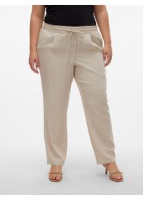 Schlupfhose Vero Moda CURVE "VMJESMILO ANKLE PANTS WVN GA NOOS CUR", Damen, Gr. 46, N-Gr, beige (silber lining), Web, Obermaterial: 55% Viskose, 45% Leinen, unifarben, regular fit kn&ouml;chellang, Hosen Schlupfhose, Sommerhose