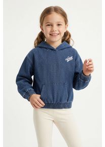 Kapuzensweatshirt LEVI'S KIDS "LVG DENIM HOODIE", M&auml;dchen, Gr. 14 (158), dance around, Denim/Jeans, Obermaterial: 81% Baumwolle, 17% Polyester, 2% Viskose, normal, elastischer Bund, Sweatshirts Kapuzensweatshirt, in trendy Denim-Qualit&auml;t