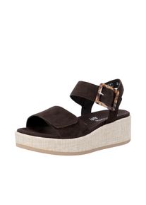 Plateausandaletten Remonte, Damen, Gr. 45, dunkelbraun, Ziegenveloursleder, unifarben, Schuhe Plateausandaletten, Sommerschuh, Sandale mit praktischen Klettverschl&uuml;ssen