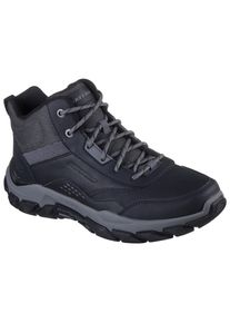 Trekkingschuh Skechers "SANTORO-HOPKINS", Herren, Gr. 43, schwarz, Leder, Mesh, Synthetik, Schuhe Trekkingschuh, Freizeitschuh, Schn&uuml;rboots mit Air-Cooled Memory Foam