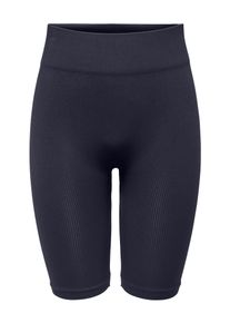 Trainingsshorts Only Play "ONPJAIA LIFE HW RIB CIR LONG SHORTS", Damen, Gr. S, N-Gr, blau (night sky), Rippware, Obermaterial: 75% Nylon, 15% Polyamid, 10% Elasthan, unifarben, slim fit knielang, Hosen Trainingsshorts, in feiner Rippstruktur mit Nylon