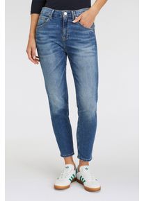 Marc O'Polo Boyfriend-Jeans MARC O'POLO DENIM "Freja", Damen, Gr. 28, L&auml;nge 32, blau (mid blau), Denim/Jeans, Obermaterial: 98% Baumwolle, 2% Elasthan, relaxed fit kn&ouml;chellang, Jeans Boyfriend-Jeans, in heller Waschung