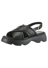 Sandalette Gabor "YORK", Damen, Gr. 36, schwarz, Kalbsleder, unifarben, Schuhe Sandalette, Plateau, Riemchensandale, Sommerschuh in trendigem Look, G-Weite