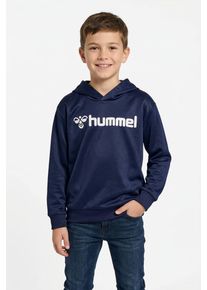 Kapuzensweatshirt Hummel "HMLLOGO HOODIE KIDS", M&auml;dchen, Gr. 128, marine, Obermaterial: 100% Polyester, Sweatshirts Kapuzensweatshirt, f&uuml;r Kinder