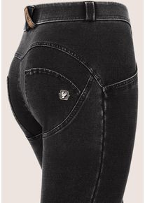 Leggings Freddy "WRUP MINI-FLARE REGULAR", Damen, Gr. XL (42), N-Gr, schwarz (schwarz &ndash; seams schwarz), Denim/Jeans, Obermaterial: 84% Baumwolle, 16% Elasthan, unifarben, skinny fit lang, Hosen Leggings, mit Lifting & Shaping Effekt, skinny fit