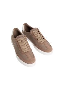 Sneaker Calvin Klein "LOW PROF CUPSOLE CV", Herren, Gr. 39, taupe, Leder, Textil, unifarben mit Farbeins&auml;tzen, Basic, Schuhe Sneaker, Freizeitschuh, Halbschuh, Schn&uuml;rer mit CK-Logo