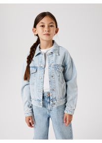 Jeansjacke name it "NKFMILA DNM JACKET 8510-ZA NOOS", M&auml;dchen, Gr. 98, blau (light blau bleached denim), Web, Obermaterial: 100% Baumwolle, Abriebeffekte, unifarben, regular fit h&uuml;ftlang, Manschette, Jacken Jeansjacke, in leicht verk&uuml;rzter, klassischer Form