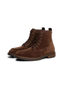 Schn&uuml;rboots Tommy Hilfiger "CLEATED HILFIGER W SDE MOC BOOT", Herren, Gr. 44, dunkelbraun, Veloursleder, Schuhe Schn&uuml;rboots, Schn&uuml;rstiefelette mit modischer Mokassinnaht