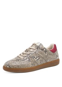 Sneaker Tamaris, Damen, Gr. 38, beige snake, Lederimitat, Textil, Reptilienpr&auml;gung, Schuhe Sneaker, Freizeitschuh, Halbschuh, Schn&uuml;rschuh mit gepolstertem Schaftrand